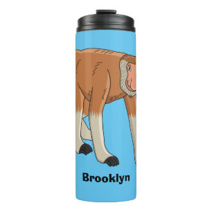 Funny proboscis Affe Cartoon Illustration Thermosbecher