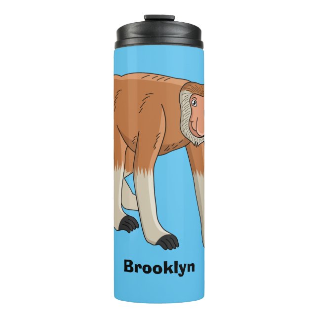 Funny proboscis Affe Cartoon Illustration Thermosbecher (Vorderseite)