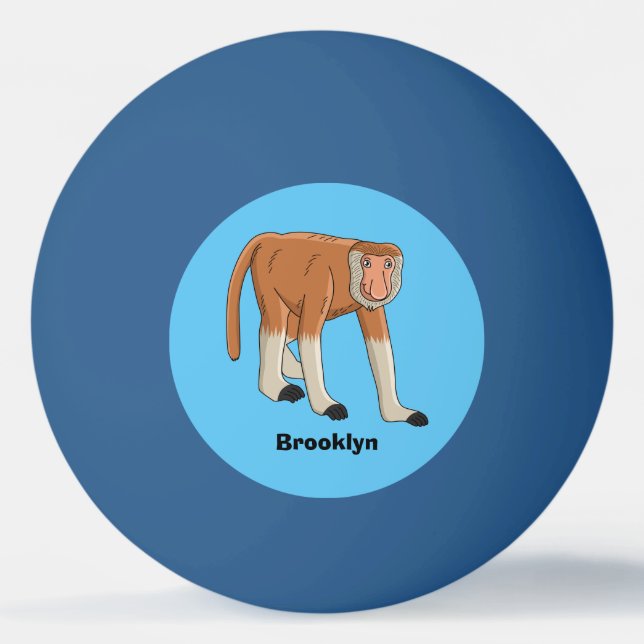 Funny proboscis Affe Cartoon Illustration Tischtennisball (Vorderseite)