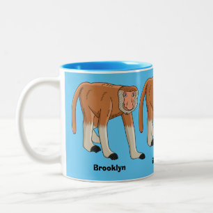 Funny proboscis Affe Cartoon Illustration Zweifarbige Tasse