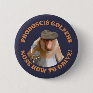 Funny Proboscis Monkey Golf Lovers Button