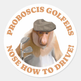 Funny Proboscis Monkey Golf Lovers Runder Aufkleber
