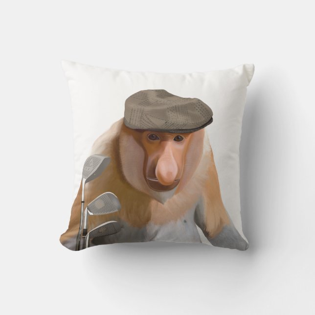 Funny Proboscis Monkey Golfer Kissen (Vorderseite)