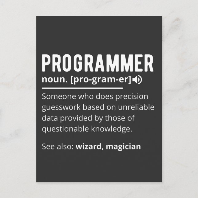 Funny Programmer Code Developer Definition Postkarte (Vorderseite)