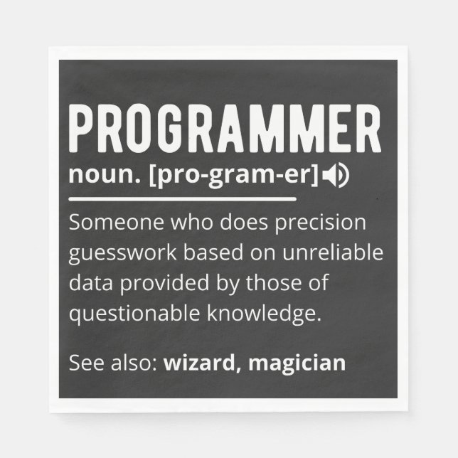 Funny Programmer Code Developer Definition Serviette (Vorderseite)