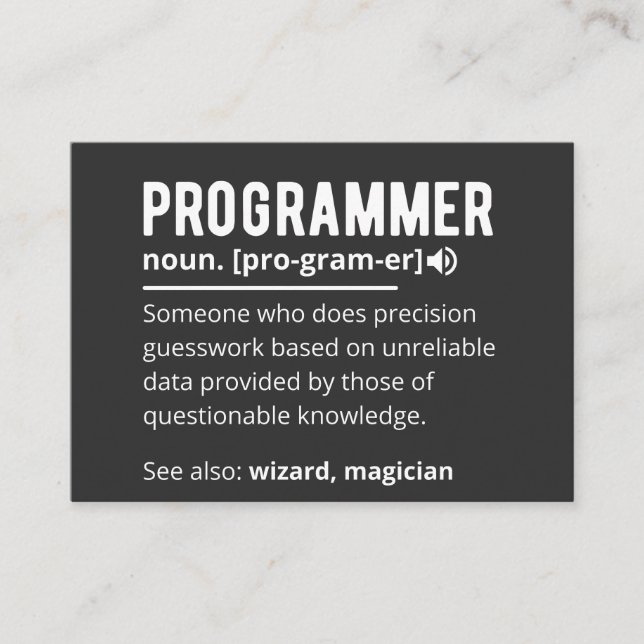 Funny Programmer Code Developer Definition Visitenkarte (Vorderseite)