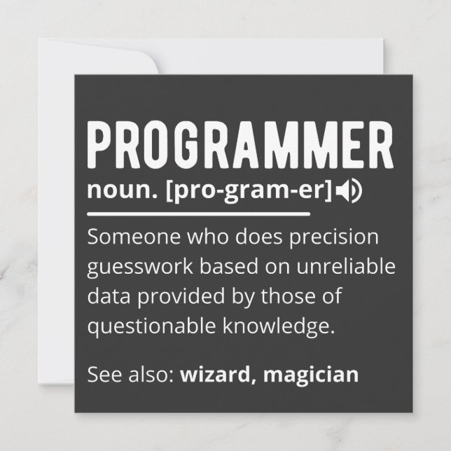 Funny Programmer Code Developer Meaning Definition Einladung (Vorderseite)