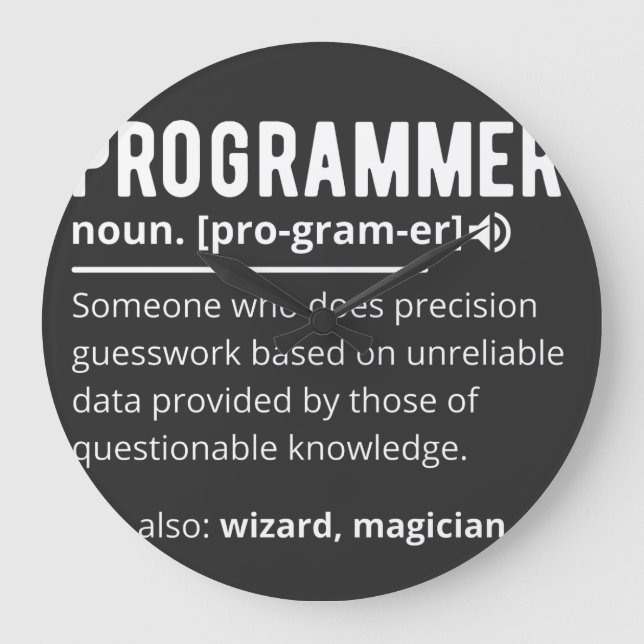 Funny Programmer Code Developer Meaning Definition Große Wanduhr (Vorderseite)