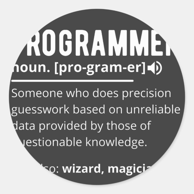 Funny Programmer Code Developer Meaning Definition Runder Aufkleber (Vorderseite)