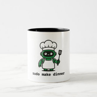Funny Programmer Mug — sudo make dinner Zweifarbige Tasse