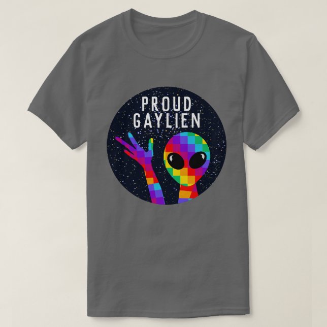 Funny PROUD GAYLIEN LGBTQ+ T-Shirt (Design vorne)