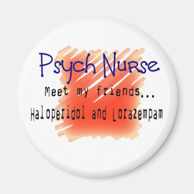 Funny Psych Nurse T - Shirt und Geschenke Magnet (Vorne)