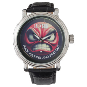 Funny Puck Rund um und erforsche den wütenden Puck Armbanduhr