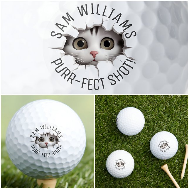 Funny Puff & Name, Niedliche Katze, für ihn, sie,  Golfball (Von Creator hochgeladen)
