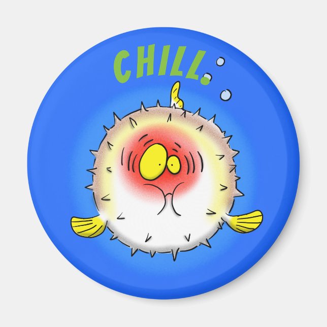 Funny Puffer Fish Cartoon Magnet (Vorne)