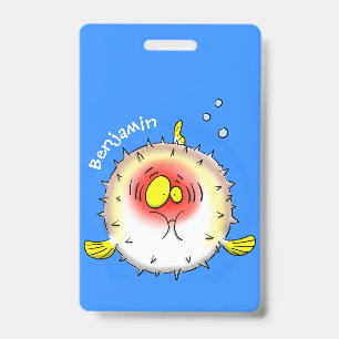 Funny Puffer Fish porcupfish Cartoon Ausweis