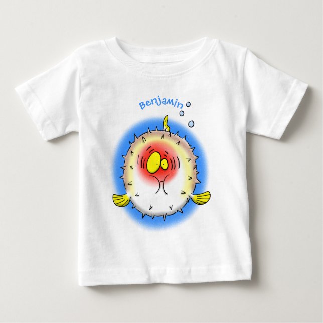 Funny Puffer Fish porcupfish Cartoon Baby T-shirt (Vorderseite)