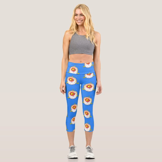 Funny Puffer Fish porcupfish Cartoon Capri Leggings (Vorderseite)