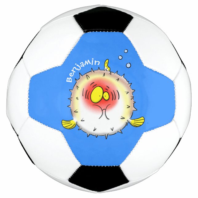 Funny Puffer Fish porcupfish Cartoon Fußball (Vorderseite)