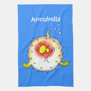 Funny Puffer Fish porcupfish Cartoon Geschirrtuch