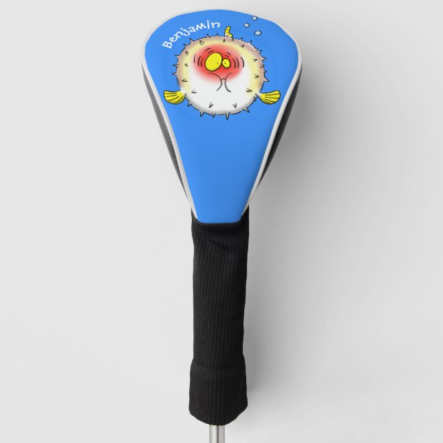 Funny Puffer Fish porcupfish Cartoon Golf Headcover (Vorderseite)