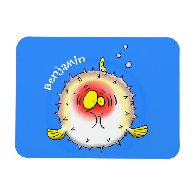 Funny Puffer Fish porcupfish Cartoon Magnet (Horizontal)