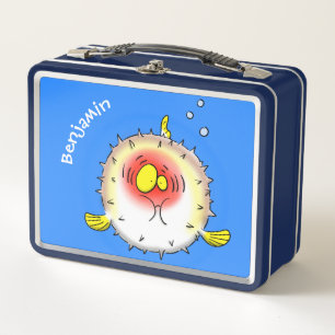 Funny Puffer Fish porcupfish Cartoon Metall Brotdose
