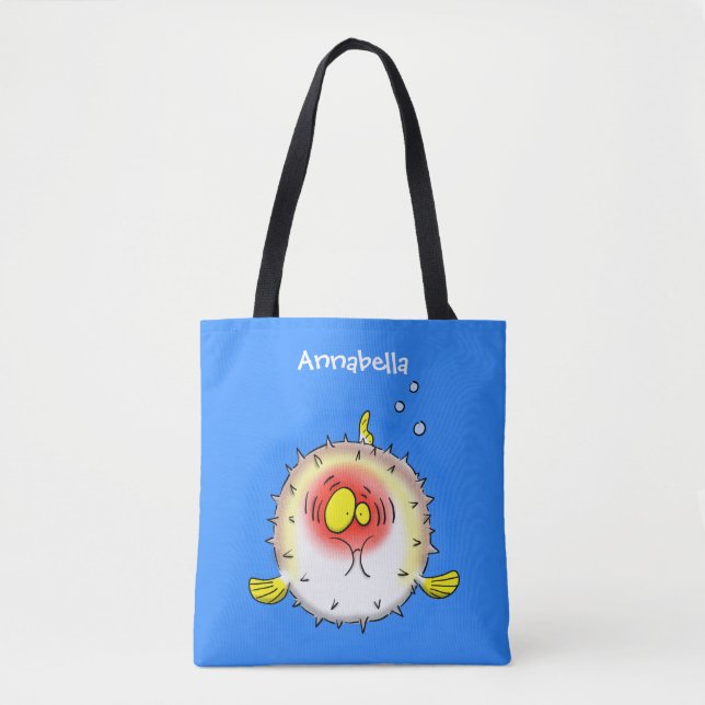 Funny Puffer Fish porcupfish Cartoon Tasche (Vorderseite)
