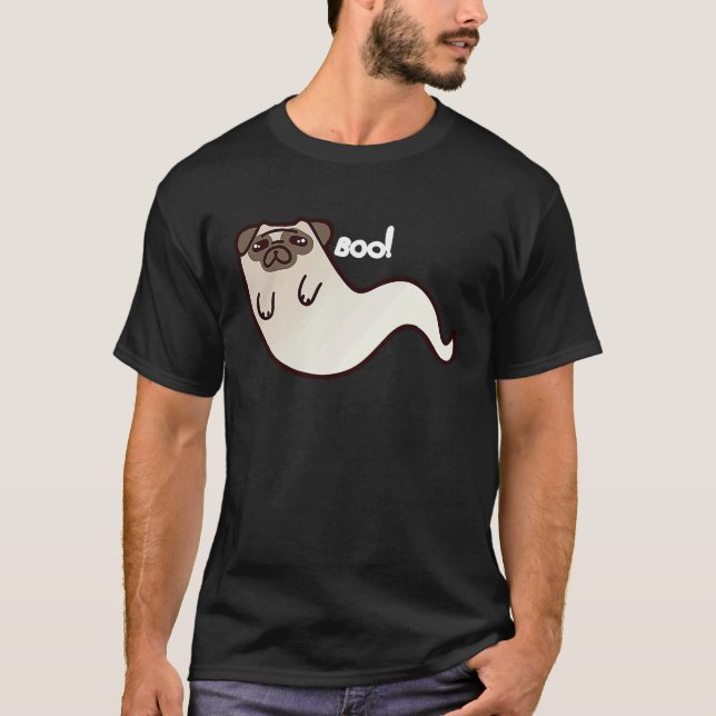 Funny Pug Dog Ghost BOO Halloween Scary spooky T T-Shirt (Vorderseite)