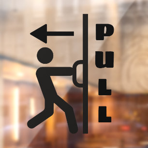 Funny Pull Stickman Glass Door Window Sign Fensteraufkleber