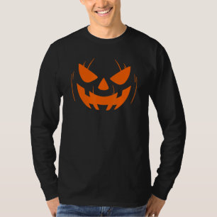 Funny Pumkin Face Orange Beängstigender Halloween- T-Shirt