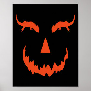 Funny Pumpkin Crocodile Skink Halloween Poster