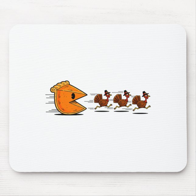 Funny Pumpkin E Chasing Turkey Gobble Fall Thanksg Mousepad (Vorne)