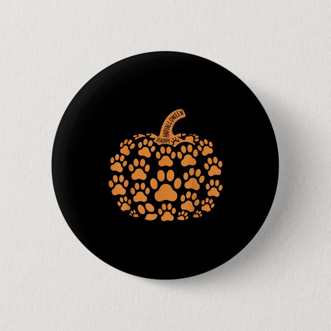 Funny Pumpkin Halloween Paw Hund für Männer Frauen Button (Vorderseite)