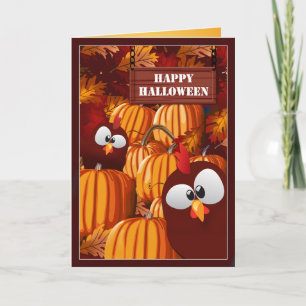 Funny Pumpkin Patch Halloween Wishings Karte