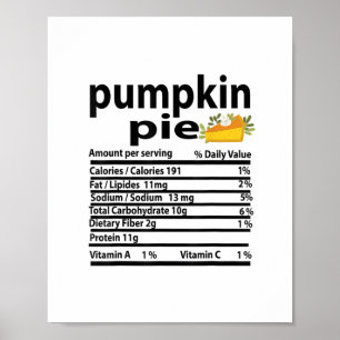 Funny Pumpkin Pie Nutrition Fakt für Erntedank Poster