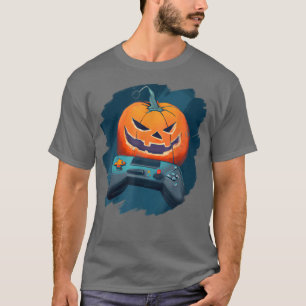 Funny Pumpkin Video Game Gamer Kürbislaterne Hall T-Shirt
