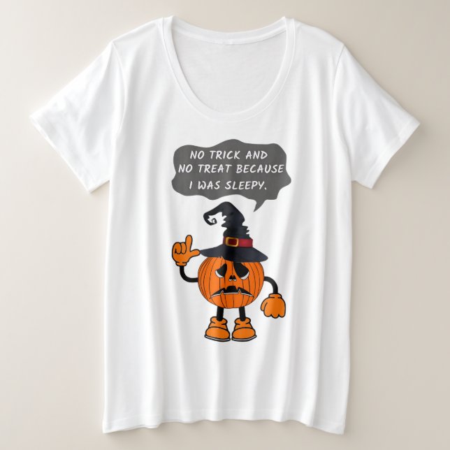 Funny Pumpkin war müde Große Größe T-Shirt (Design vorne)