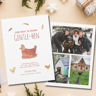 Funny Pun Chicken Weihnachtsfoto Collage Feiertagskarte