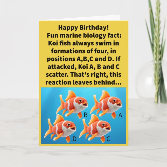 Funny Pun D Koi Happy Birthday Karte (Vorderseite)