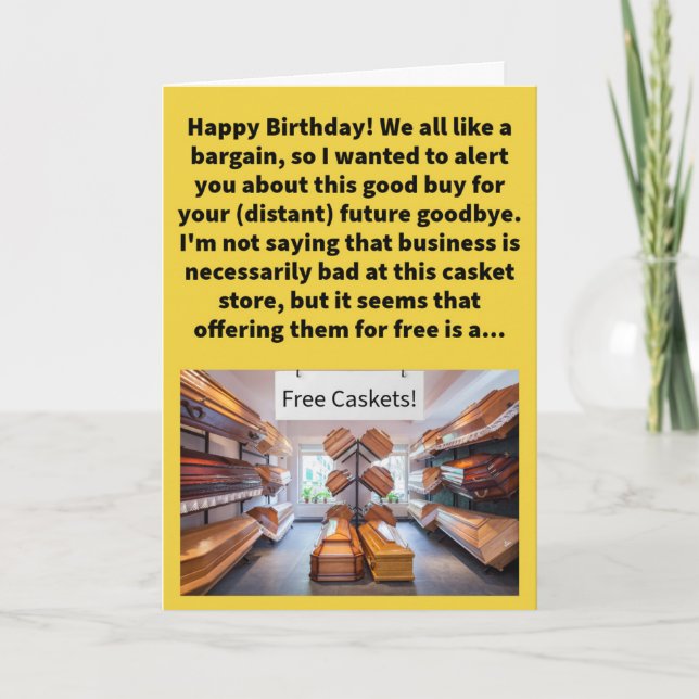 Funny Pun Dead Giveaway Happy Birthday Karte (Vorderseite)