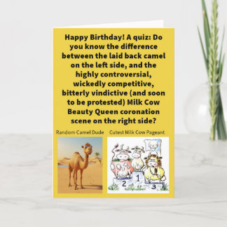 Funny Pun Dromedary vs Dairy Drama Happy Birthday Karte