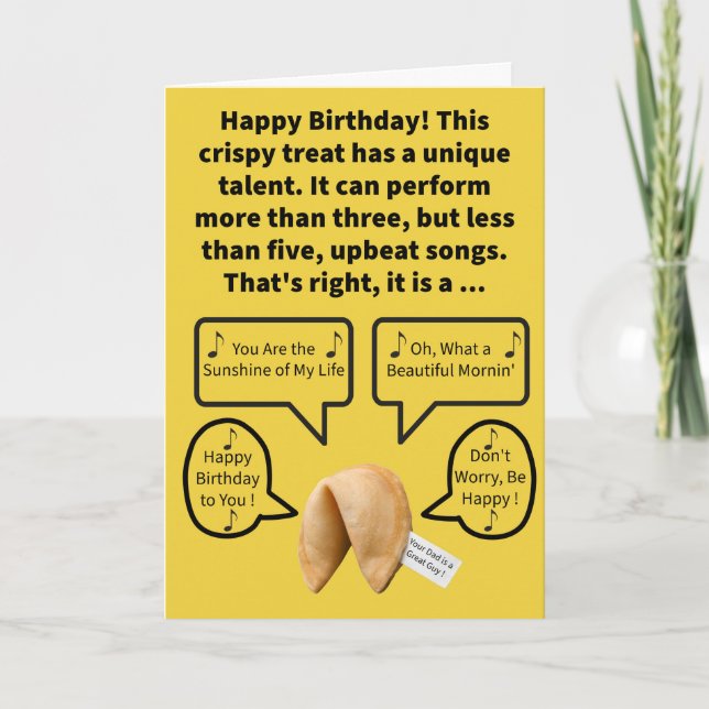 Funny Pun Four Tune Cookie Happy Birthday Karte (Vorderseite)