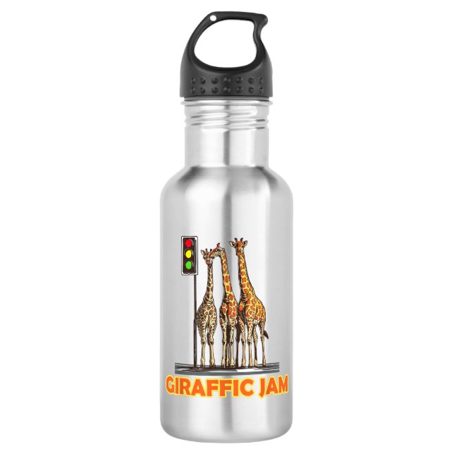Funny Pun Giraffe Jam Edelstahlflasche (Vorderseite)
