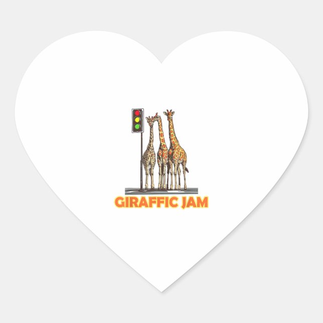 Funny Pun Giraffe Jam Herz-Aufkleber (Vorderseite)