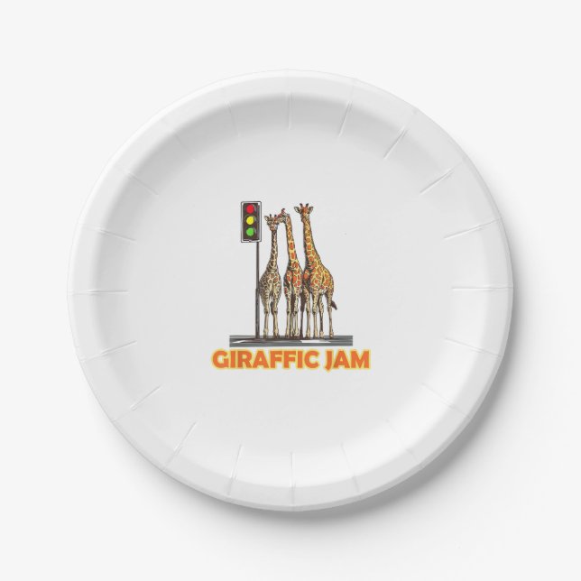 Funny Pun Giraffe Jam Pappteller (Vorderseite)