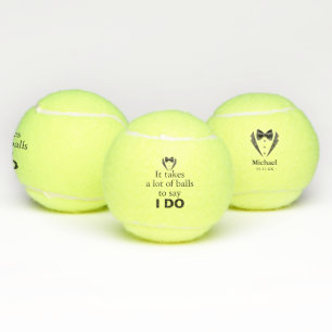 Funny Pun Groom Bow Krawatte Name Hochzeit Datum Tennisbälle