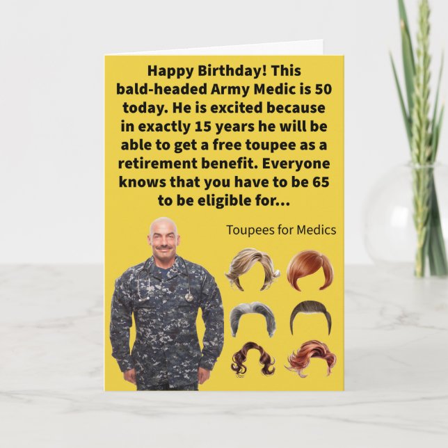 Funny Pun Medic Hair Happy Birthday Karte (Vorderseite)
