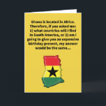 Funny Pun Not Ghana Happy Birthday Karte<br><div class="desc">Wenn Sie erwarten,  das Land Ghana zu finden,  sollten Sie die Westküste Afrikas erkunden. Wenn Sie von Ihren Freunden erwarten,  dass sie Ihnen ein teures Geburtstagsgeschenk kaufen,  sollten Sie nach neuen Freunden suchen,  denn wahrscheinlich ist es "nicht Ghana" passiert. Genießen Sie diese lustige Wortspielkarte!</div>
