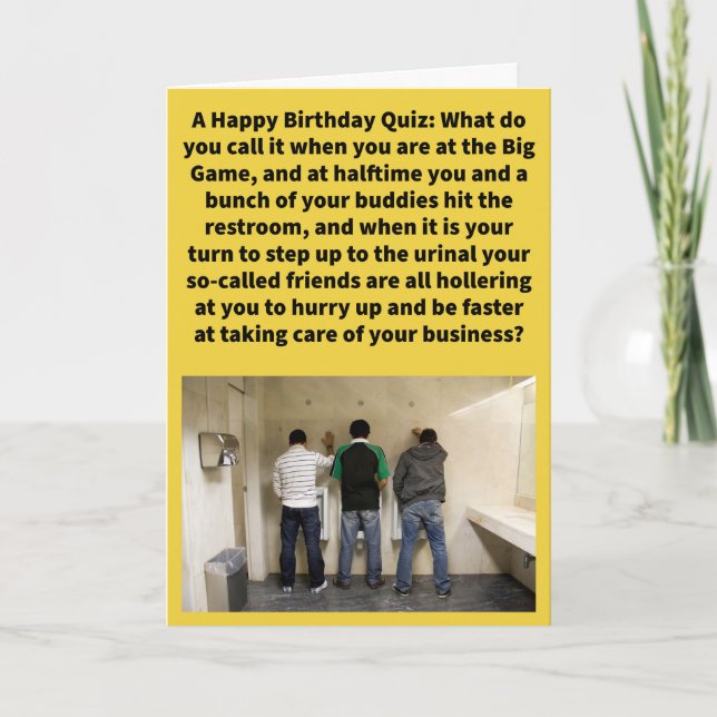 Funny Pun Pee er Pressure Happy Birthday Karte (Vorderseite)